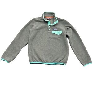Patagonia Synchilla Fleece Womens S Grey Green Snap T Pullover Outdoor Gorpcore